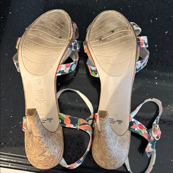 Fiomi Shabby Chic BOHO Floral Abstract Fabric Cork High Heel Stiletto Sandals - Picture 9 of 12